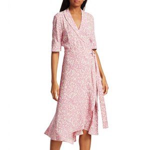 GANNI Pink Floral Wrap Dress